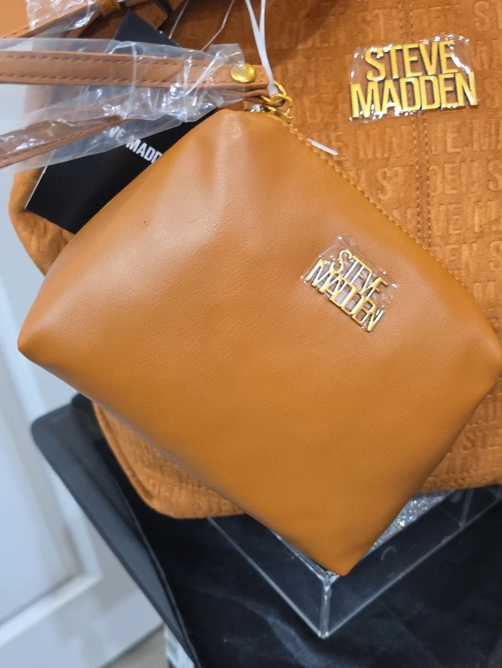 Steve Madden BFlorence Logo-Embossed Hobo Bag- Tobacco